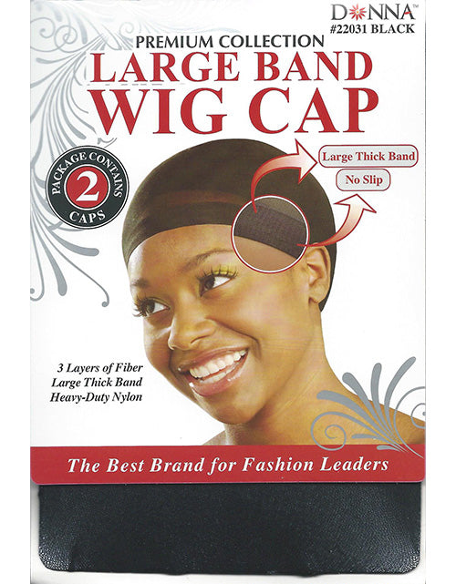 Donna Large Band Wig Caps 2 PCS - Black