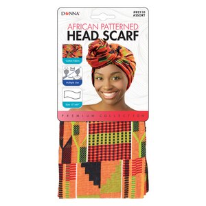 Donna African Patterned Head Scarf 13" x 60"