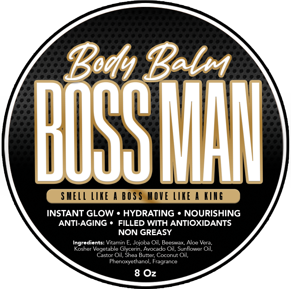 BODY  BALM • BOSS MAN • Leather, Spiced French Vanilla, Citrus