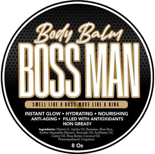 BODY  BALM • BOSS MAN • Leather, Spiced French Vanilla, Citrus
