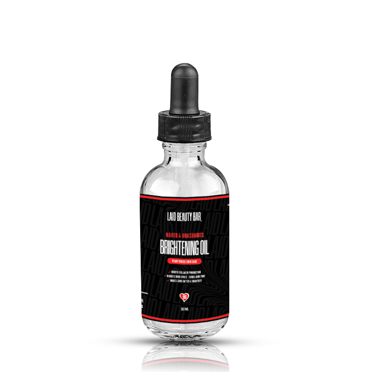 Naked & Unashamed Brightening Oil • LAID BARE Vegan Skin Rejuvenating & Brightening Kit • Vitamin E, Vitamin C, Aloe Vera, Turmeric, Kojic Acid, Niacinamide, Korean Collagen