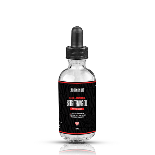 Naked & Unashamed Brightening Oil • LAID BARE Vegan Skin Rejuvenating & Brightening Kit • Vitamin E, Vitamin C, Aloe Vera, Turmeric, Kojic Acid, Niacinamide, Korean Collagen