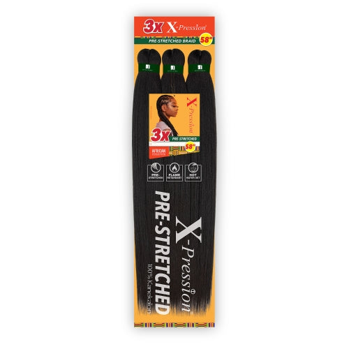 X-Pression Pre-Stretched Braiding Hair - 58" (3 Packs)