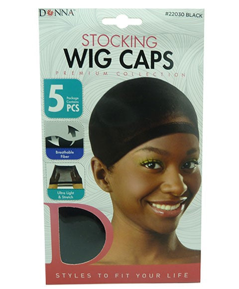 Donna Stocking Wig Caps 5 PCS Black