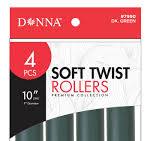 Donna Dark Green 4 Piece Soft Twist Rollers - 1" 10" Long