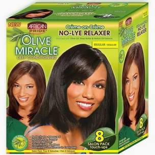 African Pride Olive Miracle Deep Conditioning No-Lye Relaxer Salon 8 Pack - Regular