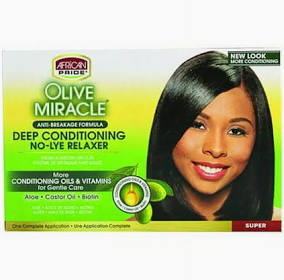 African Pride Olive Miracle Deep Conditioning Anti-Breakage No-Lye Relaxer - Super